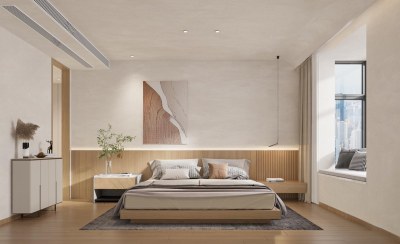 侘寂奶油风卧室3D模型下载